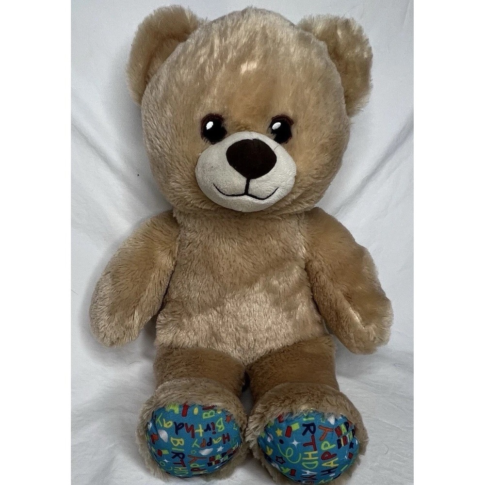 Happy Birthday Build A Bear Teddy Bear Plush 16" Tan Stuffed Animal Gift BAB